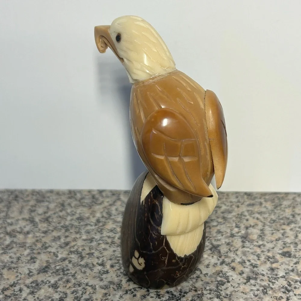Tagua Nut Vegetable Ivory Bird Carving‎ Eagle Figurine 4
